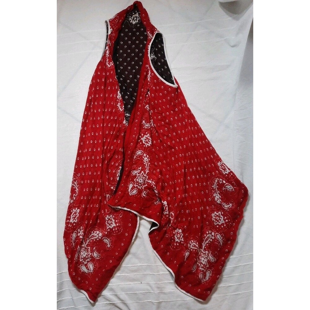 Roffe Accessories RN77916 Women's Sleeveless Long Vest Red Black One Size